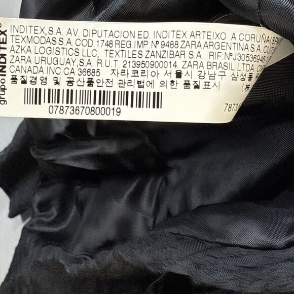 Zara Black Scroll Jacquard Embroidered Pleated Prep Jacket Blazer Womens Size XS - Picture 12 of 13